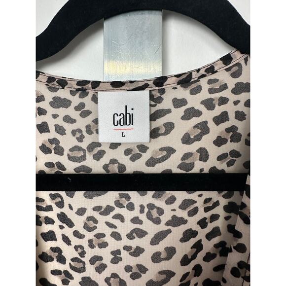 CAbi Leopard Print Sleeveless V Neck Blouse Fall Ruffles Business Layer Lg - Picture 4 of 7